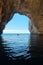 View from a sea cave, the Blue Grotto, a local landmark on the island of Malta