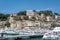 View from the sea of the city, yachts, beach, streets, hotels.