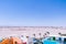 View of the sea and the desert from the upper observation deck of the water park