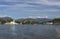 View from the sea of the historic colonial architecture center and the well preserved Atlantic Forest of Paraty, Brazil.