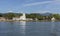 View from the sea of the historic colonial architecture center and the well preserved Atlantic Forest of Paraty, Brazil.