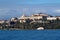 View from sea of Milazzo town in Sicily, Italy