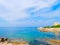 View of the sea and a part of the coast in Alghero. Sardinia, Italy.