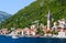 View from the sea on Perast, Kotor Bay, Montenegro