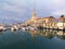 View of the sea port and private boats and yachts at the pier in Sochi,Russia