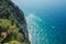 View of the sea surface and rock. Background with a seascape. All shades of turquoise sea water