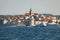 A view from the sea to the old town of Korcula, Adriatic Sea