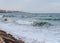 View of the sea waves running to the beach