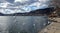 View of seagulls on Kastoria town and the famous Orestiada lake in Greece