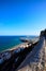 View of the seaport and cruise liner from Castillo Santa Barbara Alicante, Spain.
