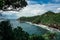 View of the seascape on the edge of the cliffs of Ngitun Beach, Gunungkidul, Yogyakarta