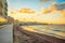 View of seaside of the sicilian city Trapani during sunset, Italy