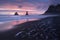 View of Seastacks in Vik, Icleand the most famous black sand beach