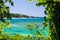 View on secluded islet with white sand and turquoise water - Blue lagoon in Portland, Jamaica