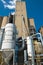 View of section of a grain elevator, an agrarian facility complex used to stockpile and store grain