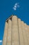 View of section of a grain elevator, an agrarian facility complex used to stockpile and store grain