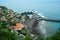 The view of Seixal village, black sand beach and ocean. Madeira Island