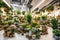 View of the selection of interior décor found in the mall\\\'s store. View of flowers, home plants, and ornamental plants