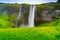 View of Seljalandsfoss Waterfalls in south region of Iceland