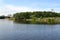 View of the Semenovsky lake and city recreation park. Murmansk