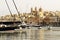 The view on Senglea and yachts in sunset