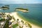 View of sentosa island beaches from Palawan beach