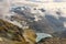 View of Serru lake from Col de la Lose in Vanoise national park, french alps