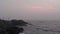 A view of the setting sun and ocean obscurred by Oregon wildfire smoke near Sooke, BC. 4K 24FPS.