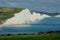 View of Seven Sisters chalk cliffs, Sussex UK