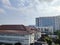 view of several buildings against blue sky background