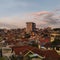 View of several resident\'s houses arranged neatly before sunset in Bogor city, Indonesia