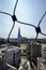 View of the Shard, London behind wire net
