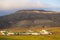 View of a sheep-breeding farm in the foothills of the Caucasus, January evening. Azerbaijan