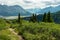 View on the Sheep Creek Trail of the Slims river flowing from the Kaskawulsh Glacier in Kluane National Park, Yukon, Canada