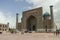 View of Sher-Dor Madrasa from Registan Square, Samarkand, Uzbekistan.