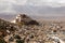 View of Shigatse Dzong fortress on the hilltop.