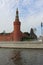 View from the ship to the Beklemishevskaya Tower of the Moscow Kremlin