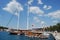 View of the ships in the Makarska Riviera harbor