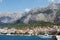 View of the ships in the Makarska Riviera harbor