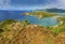 A view from Shirley Heights viewpoint down into Freemans Bay on the coast of Antigua