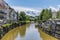 A view from the Shoemakers bridge up the River Ljubljanica in Ljubljana