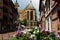 View From The Shopping District To The Cathedral St. Martin In Colmar Alsace France On A Beautiful Sunny Spring Day