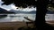 View from the shore promenade over the lake in a mountain