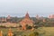 View from the Shwe Sandaw Pagoda during sunset in Bagan, Myanmar