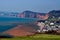 A view of Sidmouth in Devon from high on the cliffs to the East of the town