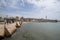 View of Sidon and the sea from Sidon Sea Castle. Lebanon