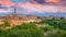 View on Siena, a beautiful medieval town in Tuscany, with view of the Dome & Bell Tower of Siena Cathedral Duomo di Siena, la