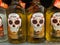 View on Sierra tequila bottles with skull in shelf of german supermarket