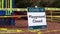 View of sign Playground Closed due to COVID-19Coronavirus in Panorama Park
