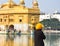 View of a Sikh devotee as holy guard in the golden temple shri Harmandir Sahib in Amritsar, India